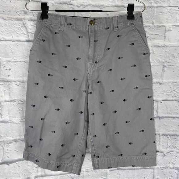 Faded Glory youth boys 14 100% cotton chino shorts w/fish skeleton grey - Picture 1 of 6